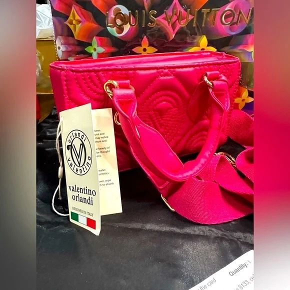 Valentino Valentino Orlandi crossbody hot pink bag guitar strap NWT​